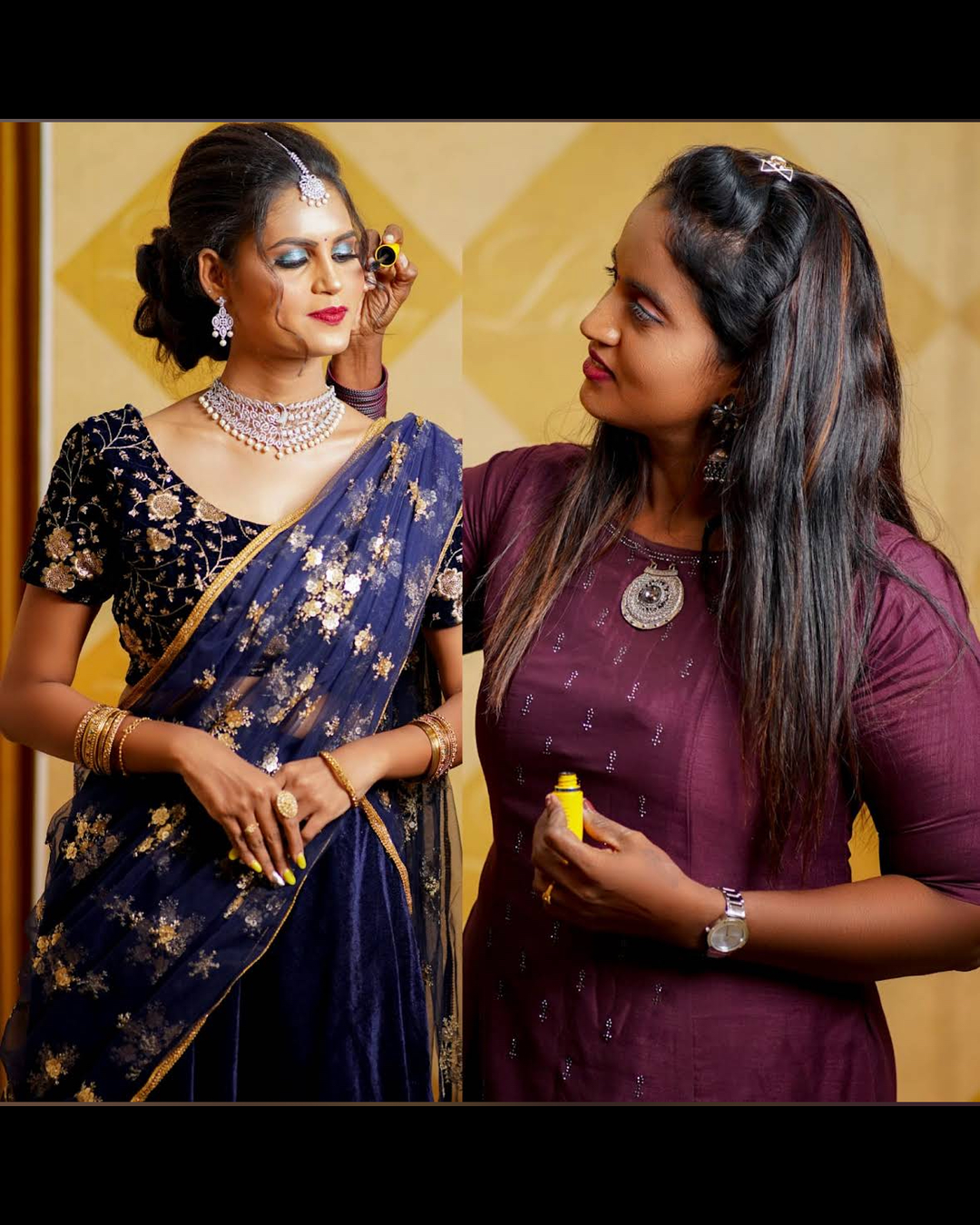 Bridal makeup artist preparing bride for her look at Fame11 Ladies Salon